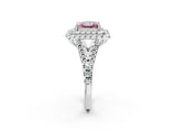 White gold Double Halo Fancy Pink Princess  Cut Pave Split Shank Prong Set Ring_17