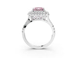 White gold Double Halo Fancy Pink Princess  Cut Pave Split Shank Prong Set Ring_18