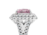 White gold Double Halo Fancy Pink Princess  Cut Pave Split Shank Prong Set Ring_20