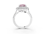 White gold Double Halo Fancy Pink Princess  Diamond Pave Band with Four-Prong Setting_20