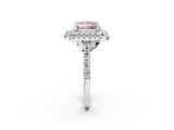 White gold Double Halo Fancy Pink Princess  Diamond Pave Band with Four-Prong Setting_24