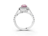 White gold Double Halo Fancy Pink Radiant Cut Diamond Split Shank Engagement Ring with Four-Prong Setting_30