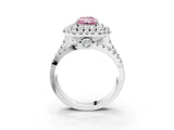 White gold Double Halo Fancy Pink Radiant Cut Diamond Split Shank Pave Set Ring_6