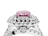 White gold Double Halo Fancy Pink Radiant Cut Diamond Split Shank Pave Set Ring_7