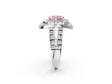 White gold Double Halo Fancy Pink Radiant Cut Diamond Split Shank Prong Setting Ring