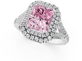 White gold Double Halo Fancy Pink Radiant  Cut Diamond Split Shank Ring with Four Prong Setting_21