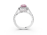 White gold Double Halo Fancy Pink Radiant  Cut Diamond Split Shank Ring with Four Prong Setting_23