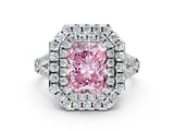 White gold Double Halo Fancy Pink Radiant  Cut Pave Split Shank Prong Set Ring_15