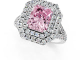 White gold Double Halo Fancy Pink Radiant  Cut Pave Split Shank Prong Set Ring_16