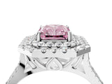 White gold Double Halo Fancy Pink Radiant  Cut Pave Split Shank Prong Set Ring_19