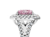 White gold Double Halo Fancy Pink Radiant  Cut Pave Split Shank Prong Set Ring_20