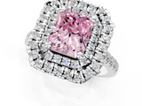 White gold Double Halo Fancy Pink Radiant  Diamond Pave Band with Four-Prong Setting_45
