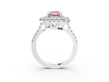 White gold Double Halo Fancy Pink Radiant  Diamond Pave Band with Four-Prong Setting_46
