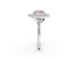 White gold Double Halo Fancy Pink Radiant  Diamond Pave Band with Four-Prong Setting_46