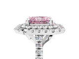 White gold Double Halo Fancy Pink Radiant  Diamond Pave Band with Four-Prong Setting_53