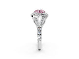 White gold Double Halo Fancy Pink Round Cut Diamond Split Shank Engagement Ring with Four-Prong Setting_29