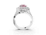 White gold Double Halo Fancy Pink Round Cut Diamond Split Shank Pave Set Ring_6