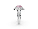 White gold Double Halo Fancy Pink Round Cut Diamond Split Shank Prong Setting Ring_2