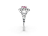 White gold Double Halo Fancy Pink Round  Cut Pave Split Shank Prong Set Ring_17