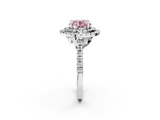 White gold Double Halo Fancy Pink Round  Diamond Pave Band with Four-Prong Setting_19