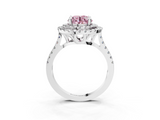 White gold Double Halo Fancy Pink Round  Diamond Pave Band with Four-Prong Setting_21