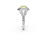 White gold Double Halo Fancy Yellow Asscher Cut Diamond Split Shank Engagement Ring with Four-Prong Setting_5