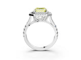 White gold Double Halo Fancy Yellow Asscher Cut Diamond Split Shank Engagement Ring with Four-Prong Setting_6