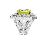 White gold Double Halo Fancy Yellow Asscher Cut Diamond Split Shank Engagement Ring with Four-Prong Setting_8