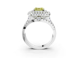 White gold Double Halo Fancy Yellow Asscher Cut Diamond Split Shank Pave Set Ring_6