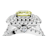 White gold Double Halo Fancy Yellow Asscher Cut Diamond Split Shank Pave Set Ring_7