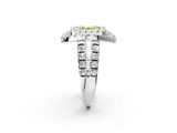 White gold Double Halo Fancy Yellow Asscher Cut Diamond Split Shank Prong Setting Ring_2