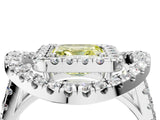 White gold Double Halo Fancy Yellow Asscher Cut Diamond Split Shank Prong Setting Ring_4