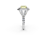 White gold Double Halo Fancy Yellow Asscher  Cut Diamond Split Shank Ring with Four Prong Setting_2