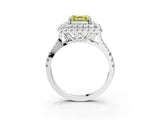 White gold Double Halo Fancy Yellow Asscher  Cut Pave Split Shank Prong Set Ring_18