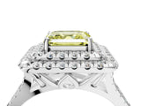 White gold Double Halo Fancy Yellow Asscher  Cut Pave Split Shank Prong Set Ring_19