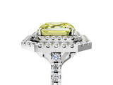 White gold Double Halo Fancy Yellow Asscher  Diamond Pave Band with Four-Prong Setting_5
