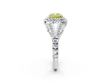 White gold Double Halo Fancy Yellow Cushion Cut Diamond Split Shank Engagement Ring with Four-Prong Setting_29