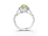 White gold Double Halo Fancy Yellow Cushion Cut Diamond Split Shank Engagement Ring with Four-Prong Setting_30