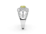White gold Double Halo Fancy Yellow Cushion Cut Diamond Split Shank Pave Set Ring_5