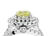 White gold Double Halo Fancy Yellow Cushion Cut Diamond Split Shank Pave Set Ring_7