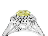 White gold Double Halo Fancy Yellow Cushion  Cut Diamond Split Shank Ring with Four Prong Setting_24