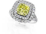 White gold Double Halo Fancy Yellow Cushion  Cut Pave Split Shank Prong Set Ring_16