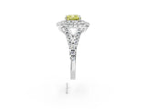 White gold Double Halo Fancy Yellow Cushion  Cut Pave Split Shank Prong Set Ring_17
