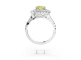 White gold Double Halo Fancy Yellow Cushion  Cut Pave Split Shank Prong Set Ring_18