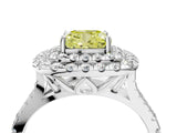 White gold Double Halo Fancy Yellow Cushion  Cut Pave Split Shank Prong Set Ring_19