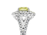 White gold Double Halo Fancy Yellow Cushion  Cut Pave Split Shank Prong Set Ring_20