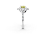 White gold Double Halo Fancy Yellow Cushion  Diamond Pave Band with Four-Prong Setting_80