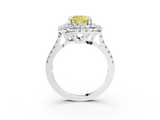 White gold Double Halo Fancy Yellow Cushion  Diamond Pave Band with Four-Prong Setting_81