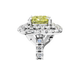 White gold Double Halo Fancy Yellow Cushion  Diamond Pave Band with Four-Prong Setting_84