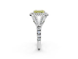 White gold Double Halo Fancy Yellow Emerald Cut Diamond Split Shank Engagement Ring with Four-Prong Setting_29
